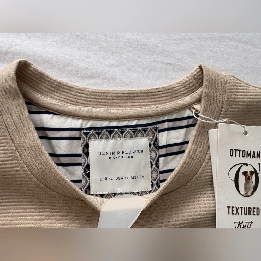 NWT-Denim & Flower Neutral Ribbed Crewneck Sweater - Picture 3 of 14